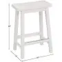 Amazon Basics Classic Solid Wood Saddle-Seat Kitchen Counter Stool with Foot Plate 24 Inch, White, Set of 2