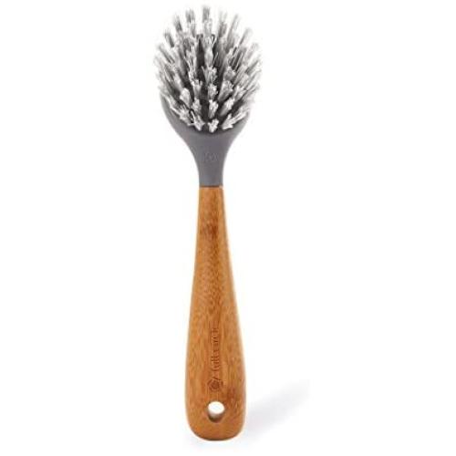 Full Circle Tenacious C Cast Iron Brush and Scraper, Bamboo Handle, 1 EA, Grey