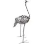 African Recycled Metal Ostrich Plant Holder Statue, Large African Recycled Metal Ostrich Plant Holder Statue, Large