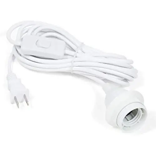 Wallniture Fiore 15 Feet Hanging Lantern Cord with On Off Switch, Room Decor for Pendant Light Bulbs White Socket Set Wallniture Fiore 15 Feet Hanging Lantern Cord with On Off Switch, Room Decor for Pendant Light Bulbs White Socket Set