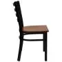 Flash Furniture HERCULES Series Black Ladder Back Metal Restaurant Chair - Cherry Wood Seat