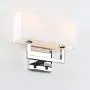 Permo 2-Lights Wall Sconce Light Fixture Chrome Finish with White Textile Shades and 2pcs On/Off Switch Button Living Room Bedside Nightstand Light