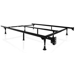 MALOUF STRUCTURES Heavy Duty 9-Leg Adjustable Metal Bed Frame with Double Center Support and Glides Only - UNIVERSAL (Cal King, King, Queen, Full XL, Full, Twin XL, Twin), Standard