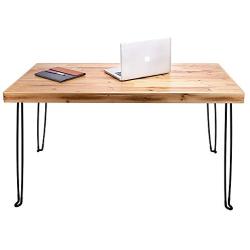 SLEEKFORM Folding Desk Lightweight Portable Wood Table 47''x 24'' | Small Wooden Foldable Workstation for Study Writing Computer PC Laptop | Industrial Rustic & Metal Hairpin Legs | No Assembly Required