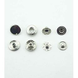 HAND JX-665-TK Silver Tone 4-Part Plain Flat Top Press Stud Buttons - 10 mm Diameter - 20 Full Sets