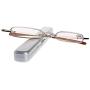 REAVEE 2 Pack Metal Slim Reading Glasses Spring Hinge Readers for Women Men Small Mini Portable Readers with Pen Clip Case +1.5