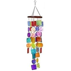 Bellaa 22890 Rainbow Wind Chimes Outside Garden Yard Patio Love Grace Pet Memorial Wind Chimes Outdoor Hanging Beach Shell Presents for Mom Gifts for Grandma 27 inch Happy Holiday