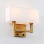 Permo 2-Lights Wall Sconce Light Fixture Antique Finish with White Textile Shades and 2pcs On/Off Switch Button Living Room Bedside Nightstand Light