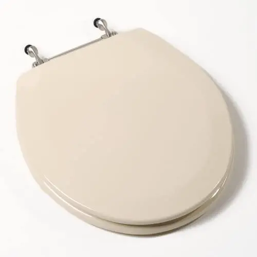 Comfort Seats C3B4R201BN Deluxe Molded Wood Toilet Seat with Brushed Nickel Hinges, Round, Bone Comfort Seats C3B4R201BN Deluxe Molded Wood Toilet Seat with Brushed Nickel Hinges, Round, Bone