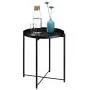 HollyHOME Tray Metal End Table, Sofa Table Small Round Side Tables, Anti-Rust and Waterproof Outdoor & Indoor Snack Table, Accent Coffee Table,(H) 20.28'' x(D) 16.38'', Frosted Black HollyHOME Tray Metal End Table, Sofa Table Small Round Side Tables, Anti-Rust and Waterproof Outdoor & Indoor Snack Table, Accent Coffee Table,(H) 20.28'' x(D) 16.38'', Frosted Black