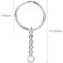 NANSSY 150 1''/25mm Split Keyrings with Chain Silver Keychain Ring, Key Chains Rings Parts with Open Jump Ring and Connector. (150)
