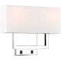 Permo 2-Lights Wall Sconce Light Fixture Chrome Finish with White Textile Shades and 2pcs On/Off Switch Button Living Room Bedside Nightstand Light