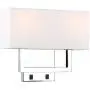 Permo 2-Lights Wall Sconce Light Fixture Chrome Finish with White Textile Shades and 2pcs On/Off Switch Button Living Room Bedside Nightstand Light