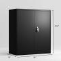 Merax - WF192245 Steel Storage Cabinet, 3 Shelf Metal Storage Cabinet with 2 Adjustable Shelves and Lockable Doors, 41.6'' H x 36'' W x 18'' D Black
