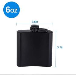 Hip Flask for Liquor Matte Black Stainless Steel Leakproof with Funnel,6 Oz, Set of 8