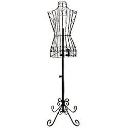 Adjustable- Mannequin Dress Form Female Black Steel Wire 32''22''32'' on Decorative Stand (0004 Black)