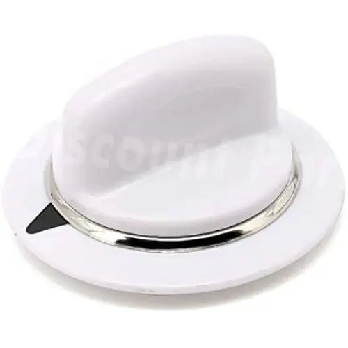 WE1M654 Dryer White Timer Control Knob with Metal Ring for General Electric GE Kenmore Sears RCA Hotpoint Dryer, Replaces AP3995088, 1264290, AH1482197, EA1482197, 212D1726