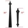 LWZH Metal Gate Door House Hinge Handle Set, Decorative Garage Door Carriage Accents Door Hardware Black 2 Handles 4 Hinges, Screws Included