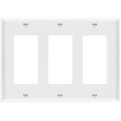 ENERLITES Decorator Light Switch or Receptacle Outlet Wall Plate, Size 3-Gang 4.50'' x 6.38'', Polycarbonate Thermoplastic, 8833-W, White