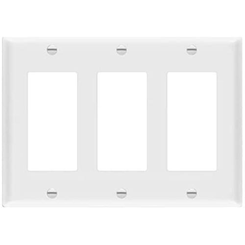 ENERLITES Decorator Light Switch or Receptacle Outlet Wall Plate, Size 3-Gang 4.50'' x 6.38'', Polycarbonate Thermoplastic, 8833-W, White