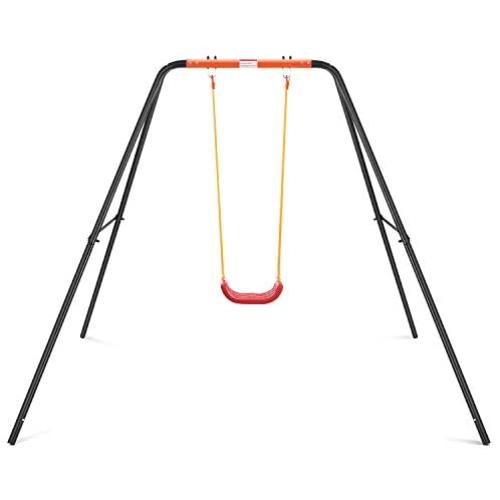 MaxKare Swing Set Metal Swing Single Sets for Backyard Outdoor with Metal Frame Capacity 100 lbs for Kids Child Toddler, 1-12 Years Old Use