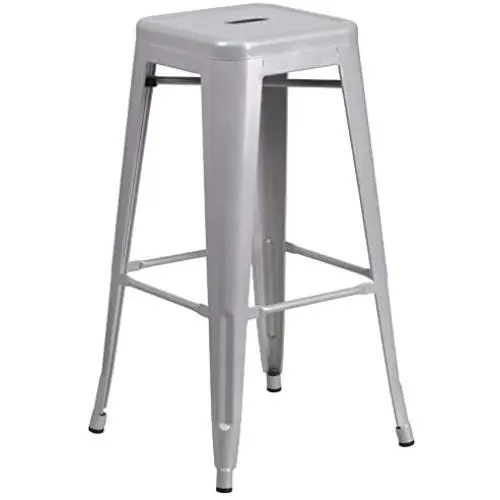 Flash Furniture Commercial Grade 30'' High Backless Silver Metal Indoor-Outdoor BarStool with Square Seat Flash Furniture Commercial Grade 30'' High Backless Silver Metal Indoor-Outdoor BarStool with Square Seat