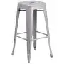 Flash Furniture Commercial Grade 30'' High Backless Silver Metal Indoor-Outdoor BarStool with Square Seat Flash Furniture Commercial Grade 30'' High Backless Silver Metal Indoor-Outdoor BarStool with Square Seat