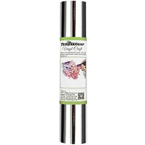 TECKWRAP Chrome Silver Adhesive Craft Vinyl Roll 1ftx5ft