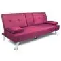 NOUVCOO Futon Sofa Bed Modern Linen Upholstered Couch, Convertible Folding Recliner Lounge Futon Couch with 2 Cup Holders/Armrest/Metal Legs for Living Room, Home Furniture, School Dormitoryl, Purple NOUVCOO Futon Sofa Bed Modern Linen Upholstered Couch, Convertible Folding Recliner Lounge Futon Couch with 2 Cup Holders/Armrest/Metal Legs for Living Room, Home Furniture, School Dormitoryl, Purple