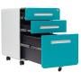 File Cabinet Mobile, Merax 3 Drawer Metal Pedestal Filing Cabinets with 2 Lock Keys, 5 Rolling Casters, Fully Assembled Storage for Home Office Modern Vertical Hanging Folders A4 Letter Size (Blue)