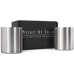 Whiskey Glass Set of 2 Stainless Steel Scotch Glasses, 10oz, Unique Gift for Men. Unbreakable, No Metal Taste, Thermally Insulated