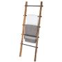 MyGift 5-ft Urban Rustic Wall-Leaning Burnt Wood & Metal Quilt Blanket and Towel Storage Ladder Stand