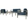 Kinsunny 4pcs Patio Furniture Sofa Shore Aluminum Outdoor Sectional Set Metal Conversation Set with Cushions Dark Blue