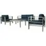 Kinsunny 4pcs Patio Furniture Sofa Shore Aluminum Outdoor Sectional Set Metal Conversation Set with Cushions Dark Blue