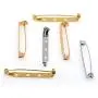 Brass Brooch Pin,3 Holes Metal Parts for Handmade Accessories,Safety Pin Charm,Multiple Size Choose.20Pcs (Rosegold, 33.5x4.5mm)