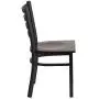 Flash Furniture HERCULES Series Black Ladder Back Metal Restaurant Chair - Walnut Wood Seat