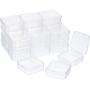 24 Packs Small Clear Plastic Beads Storage Containers Box with Hinged Lid for Storage of Small Items, Crafts, Jewelry, Hardware (2.12 x 2.12 x 0.79 Inches)