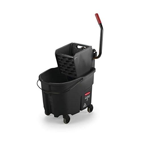 Rubbermaid Commercial WaveBrake 2.0 35 QT Side-Press Mop Bucket and Wringer, Black (1863896)
