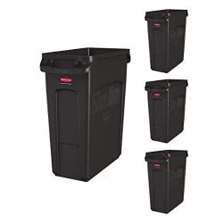 Rubbermaid Commercial Products 1956181 Slim Jim Trash/Garbage Can with Venting Channels, 16 Gallon, Brown (Pack of 4)