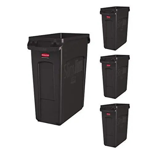 Rubbermaid Commercial Products 1956181 Slim Jim Trash/Garbage Can with Venting Channels, 16 Gallon, Brown (Pack of 4) Rubbermaid Commercial Products 1956181 Slim Jim Trash/Garbage Can with Venting Channels, 16 Gallon, Brown (Pack of 4)