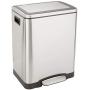 Amazon Basics 30L Dual Bin Soft-Close Trash can with Foot Pedal - 2 x 15 Liter Bins, Stainless Steel