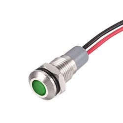 uxcell Signal Indicator Light AC/DC 12V-24V 8mm Green LED Metal Shell