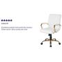 Flash Furniture Mid-Back White LeatherSoft Executive Swivel Office Chair with Gold Frame and Arms