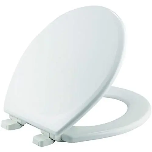 MAYFAIR 843SLOW 000 Lannon Toilet Seat will Slow Close and Never Loosen, ROUND, Durable Enameled Wood, White