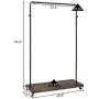 Tangkula Industrial Pipe Style Rolling Garment Rack Clothes Rack with Wood Shelf, Heavy Duty 2 in 1 Clothes Stand Rack with Lockable Casters, Anti-Slip Stoppers for Laundry Room (Black & Rustic Brown)