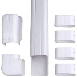 AC Parts 4'' W 14Ft L Decorative Wall A/C PVC Line Set Hide Cover Tubing Kit for Central Air Conditioner, HVAC Heat Pump, Ductless Mini Split 7,000-24,000 BTU Units