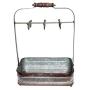 Benzara BM177866 Rustic Galvanized Metal Crockery Holder with Cup Hooks, Gray