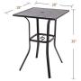 Patio Bar Height Table Outdoor Metal Frame Bistro Table with Umbrella Hole