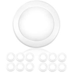 PARMIDA (12 Pack) 5/6” Dimmable LED Disk Light Flush Mount Recessed Retrofit Ceiling Lights, 15W (120W Replacement), 4000K, Energy Star & UL-Listed, Installs into Junction Box Or Recessed Can, 1050lm