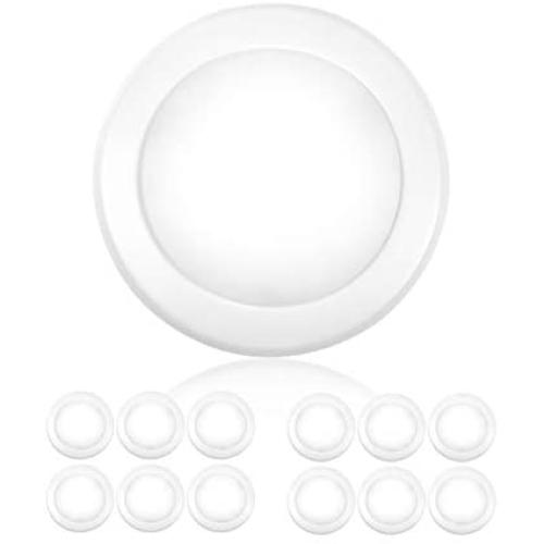 PARMIDA (12 Pack) 5/6” Dimmable LED Disk Light Flush Mount Recessed Retrofit Ceiling Lights, 15W (120W Replacement), 4000K, Energy Star & UL-Listed, Installs into Junction Box Or Recessed Can, 1050lm